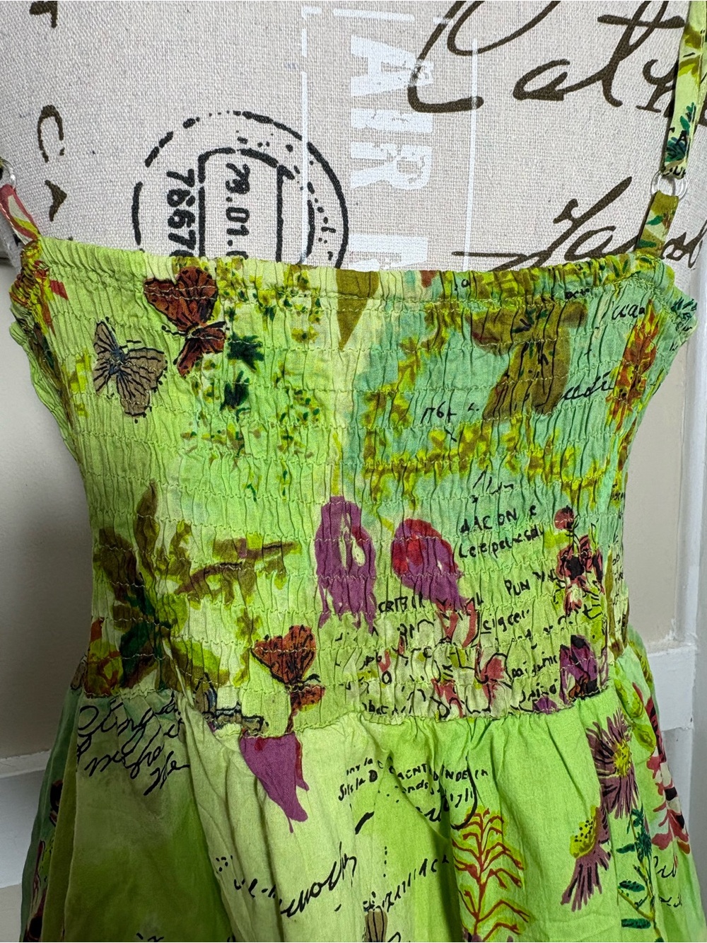 Kaviya Floral Cotton Sundress Smocked Empire Waist Boho Size L - Picture 9 of 12
